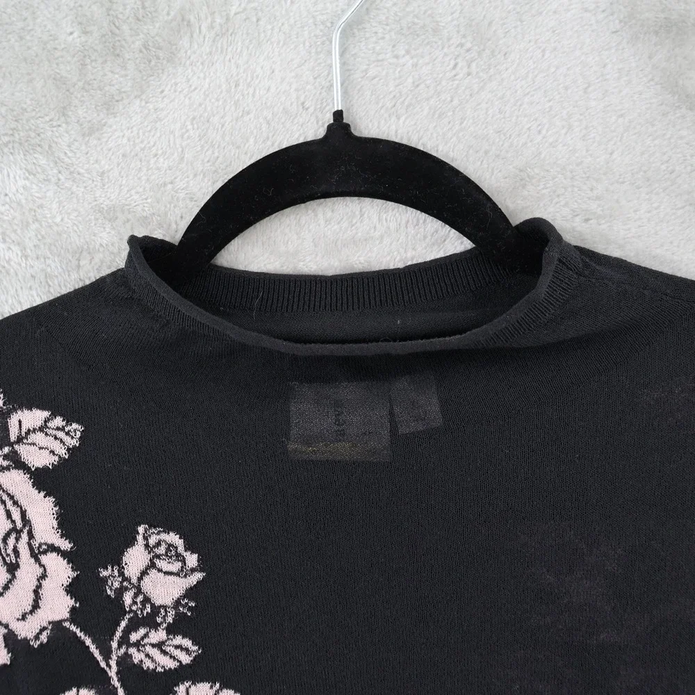 Black Rose-Embroidered Lightweight Sweater - Picture 13 of 16